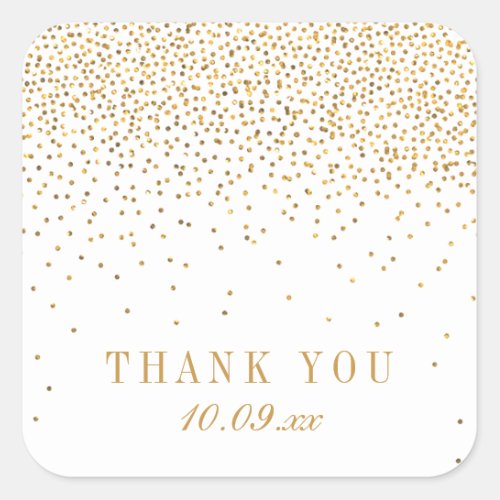 The Vintage Glam Gold Confetti Wedding Collection Square Sticker