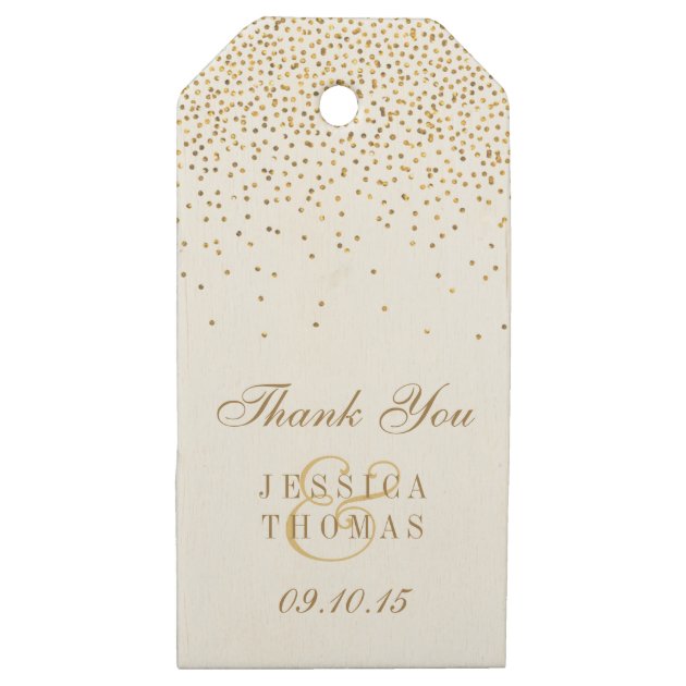 The Vintage Glam Gold Confetti Wedding Collection Wooden Gift Tags