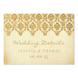 The Vintage Glam Gold Damask Wedding Collection Card