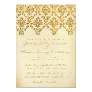 The Vintage Glam Gold Damask Wedding Collection Card