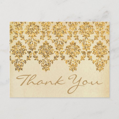 The Vintage Glam Gold Damask Wedding Collection Postcard