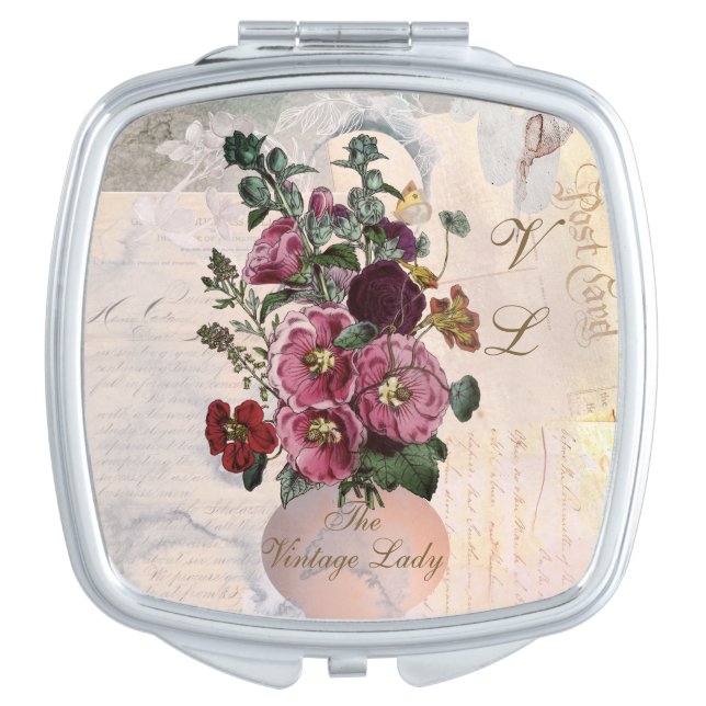 The Vintage Lady Vase + Monogram Compact Mirror (Front)