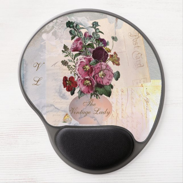 The Vintage Lady Vase + Monogram Gel Mouse Pad (Front)