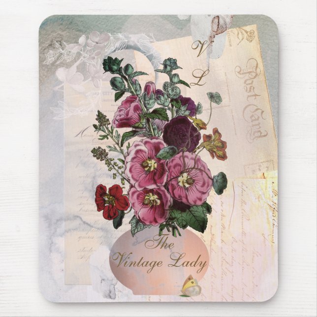 The Vintage Lady Vase + Monogram Mouse Pad (Front)