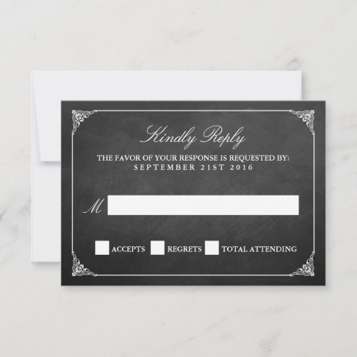 The Vintage Marriage Chalkboard Wedding Collection RSVP Card