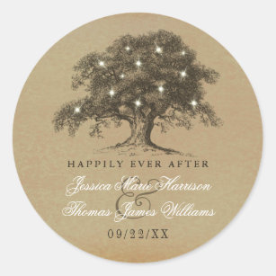 The Vintage Old Oak Tree Wedding Collection Classic Round Sticker