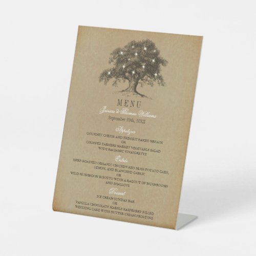 The Vintage Old Oak Tree Wedding Collection _ Menu Pedestal Sign