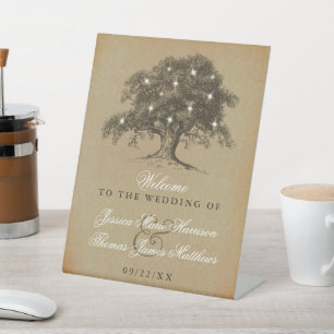The Vintage Old Oak Tree Wedding Collection Pedestal Sign