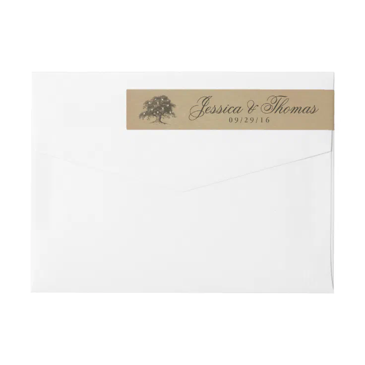 The Vintage Old Oak Tree Wedding Collection Wrap Around Label | Zazzle