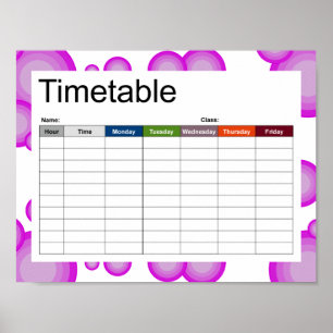 The Violet 70's year styling Timetable Poster