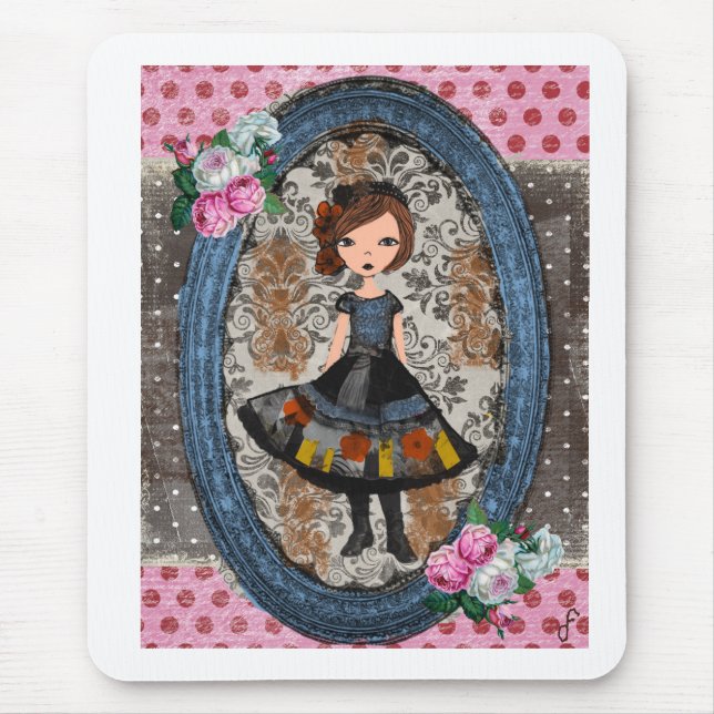 The Violet Paper Doll: A Tale of Plum & Petals Mouse Pad (Front)