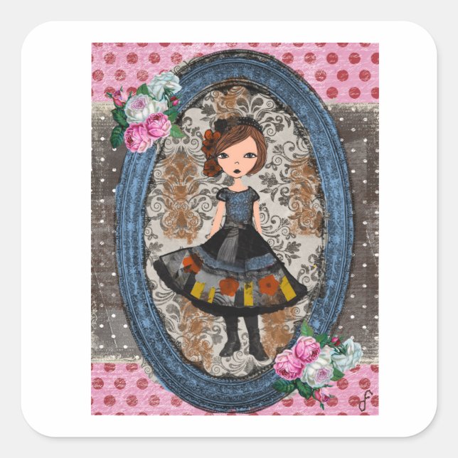 The Violet Paper Doll: A Tale of Plum & Petals Square Sticker (Front)