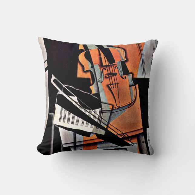 The Violin - Abstract Painting by William Harnett Throw Pillow (Front)