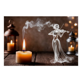 The violinist from smoke - mystical art in candles poster