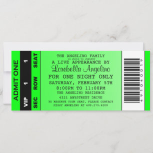 The VIP Ticket Birthday Invitation (Green)