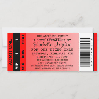 The VIP Ticket Birthday Invitation (Red)