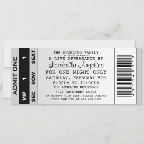 The VIP Ticket Birthday Invitation (White)