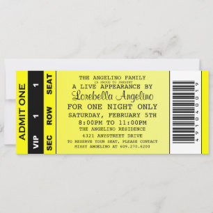 The VIP Ticket Birthday Invitation (Yellow)