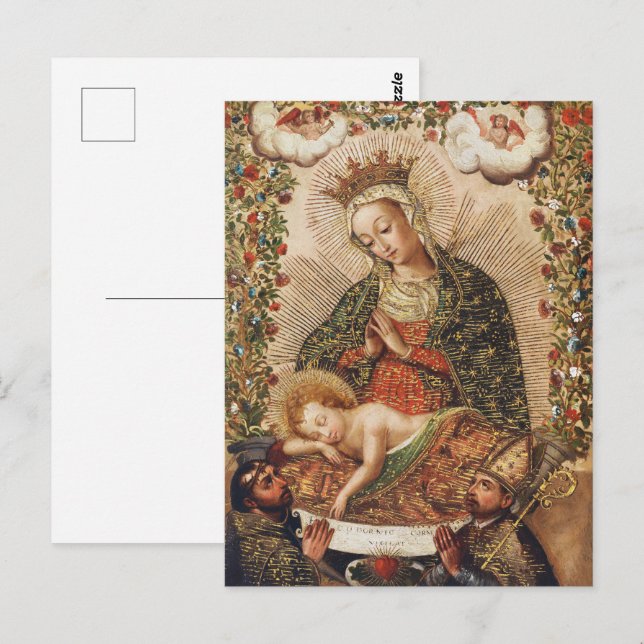 The Virgin Adoring the Christ Child at Christmas Postcard (Front/Back)