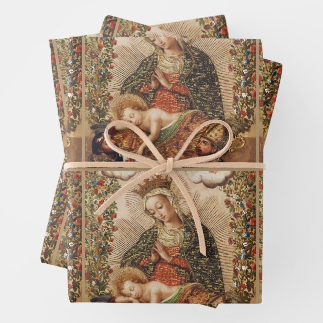 The Virgin Adoring the Christ Child at Christmas Wrapping Paper Sheets (In situ)