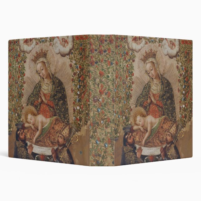 The Virgin Adoring the Christ Child Christmas 3 Ring Binder (Background)
