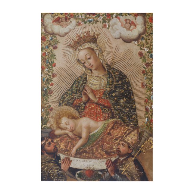 The Virgin Adoring the Christ Child Christmas Acrylic Print (Front)