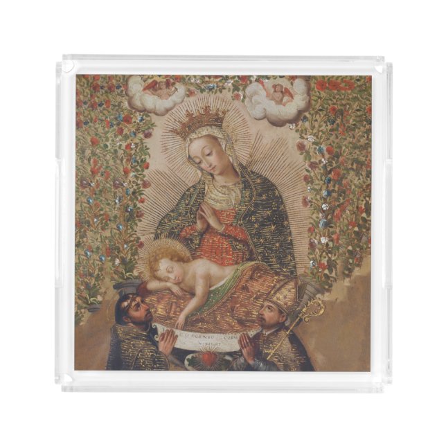 The Virgin Adoring the Christ Child Christmas Acrylic Tray (Front)