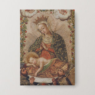 The Virgin Adoring the Christ Child Christmas Button
