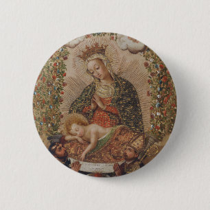 The Virgin Adoring the Christ Child Christmas Button