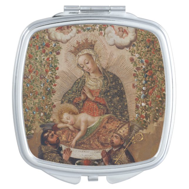 The Virgin Adoring the Christ Child Christmas Compact Mirror (Front)