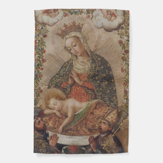 The Virgin Adoring the Christ Child Christmas Garden Flag (Front)