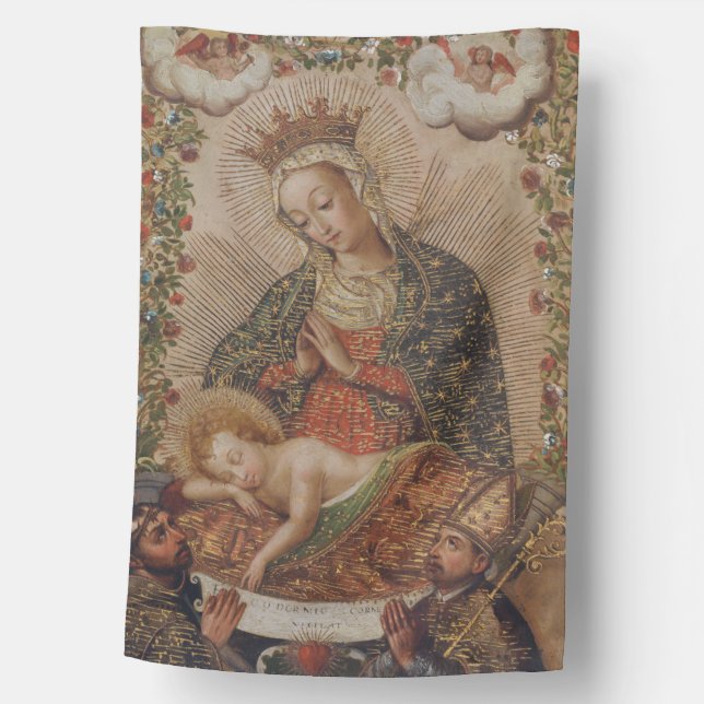 The Virgin Adoring the Christ Child Christmas House Flag (Front)