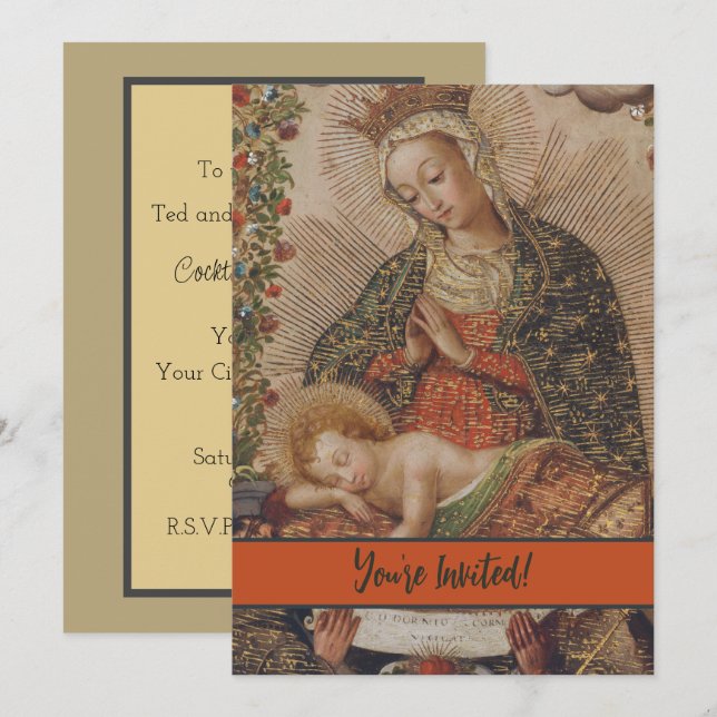 The Virgin Adoring the Christ Child Christmas Invitation (Front/Back)