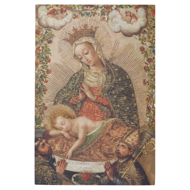 The Virgin Adoring the Christ Child Christmas Metal Print (Front)