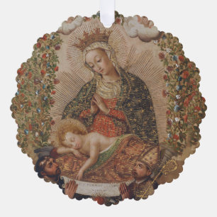 The Virgin Adoring the Christ Child Christmas Ornament Card