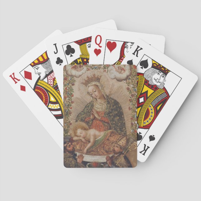 The Virgin Adoring the Christ Child Christmas Poker Cards (Back)