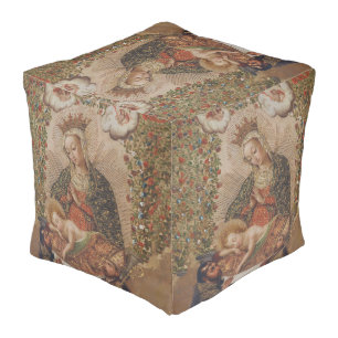 The Virgin Adoring the Christ Child Christmas Pouf