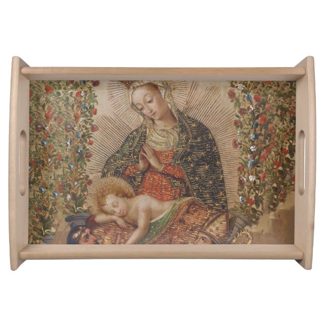The Virgin Adoring the Christ Child Christmas Serving Tray (Front)