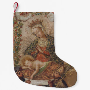 The Virgin Adoring the Christ Child Christmas Small Christmas Stocking