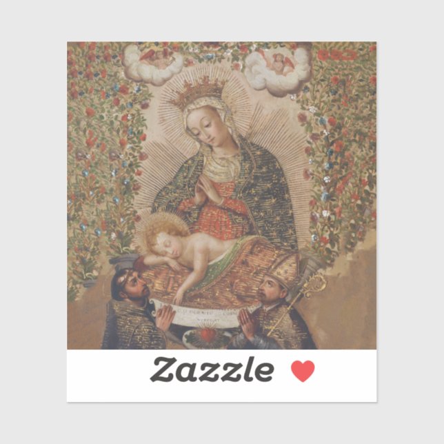 The Virgin Adoring the Christ Child Christmas Sticker (Sheet)