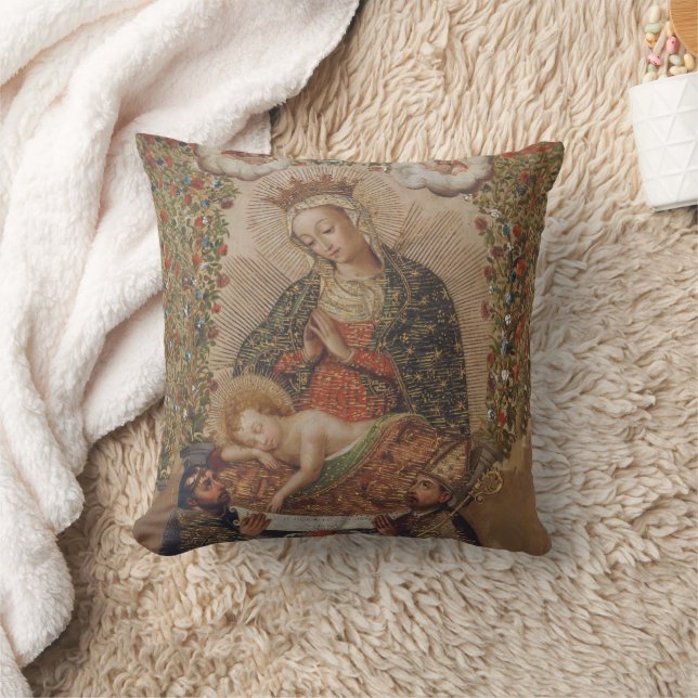 The Virgin Adoring the Christ Child Christmas Throw Pillow (Blanket)