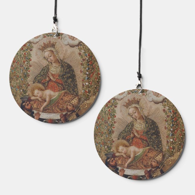 The Virgin Adoring the Christ Child Christmas Wind Chime (Front & Back)