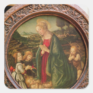 The Virgin Adoring the Christ Child Square Sticker