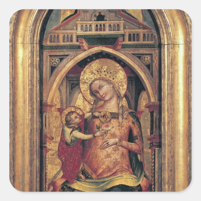 The Virgin and Child, 1372 Square Sticker (Front)