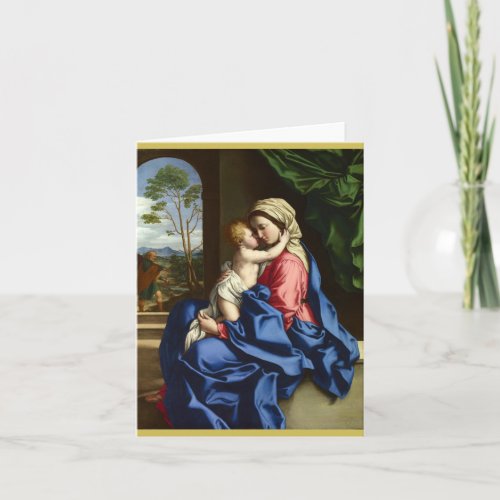 The Virgin and Child Embracing by Sassoferrato Hol Holiday Card