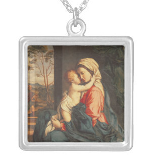 The Virgin and Child Embracing Silver Plated Necklace