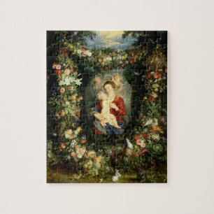 The Virgin and child in a garland of fruit and flo Jigsaw Puzzle