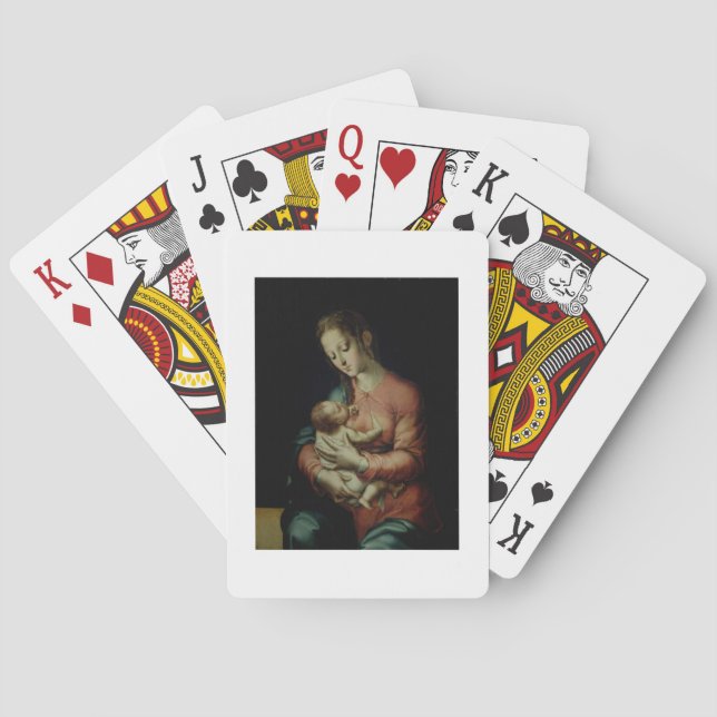 The Virgin and Child (oil on panel) Poker Cards (Back)