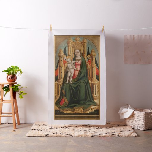 “The Virgin and Child” religious art custom fabric
