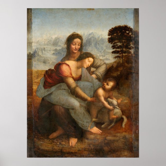 The Virgin and Child Saint Anne Leonardo da Vinci Poster (Front)